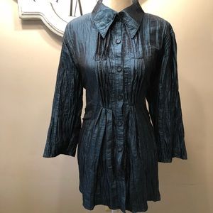 Noelle Womens Blue Green Crinkled Jacket 16/18